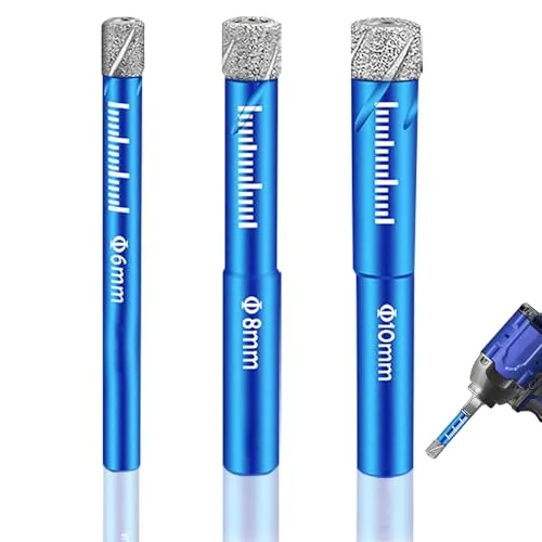 Diamantbohrer Fliesenbohrer 6mm 8mm 10mm Glasbohrer Fliesen Diamant Feinsteinzeug Bohrer für Keramik Granit Glas Porzellan Winkelschleifer