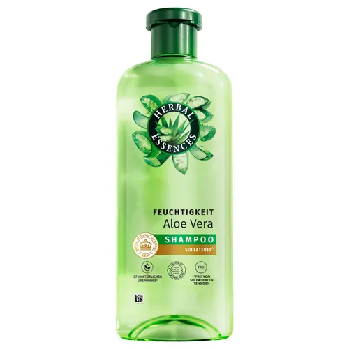 Herbal Essences Feuchtigkeit Aloe Shampoo - Shampoo für sehr trockenes Haar, 350ml. Mit Jasminduft, vegan, ohne Silikone und sulfatierte Tenside. Spendet intensive Feuchtigkeit und verwandelt trockenes Haar in eine geschmeidige Mähne.