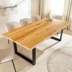 riess-ambiente Esstisch WILD OAK 160 cm – Massivholz mit Baumkante - Stilvoller Esstisch aus geölter Wildeiche mit einzigartiger Baumkante. Das robuste U-Gestell aus Metall sorgt für Stabilität und einen modernen Look. Ideal für gesellige Abende in Küche oder Esszimmer.