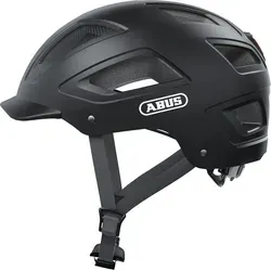 ABUS HYBAN 2.0 Fahrradhelm XL, Velvet Black - Stylischer Cityhelm mit ABS-Hartschale, optimaler Belüftung und 180° sichtbarem LED-Rücklicht für Sicherheit im Alltag. Ideal für Erwachsene mit Kopfumfang 58-63 cm.