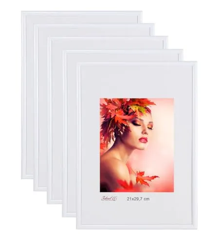 IDEAL TREND 2er 3er 5er Pack Bilderrahmen Kunststoff Lifestyle Foto Rahmen Collage KYOTO: Farbe: 5er Pack Weiss | Format: 10x15