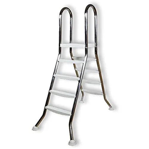 Paradies Pool® Edelstahl V2A Aufstellbecken - Poolleiter Hochbecken für freistehende oder teileingelassene Becken bis 120 cm Höhe, Menge: 1