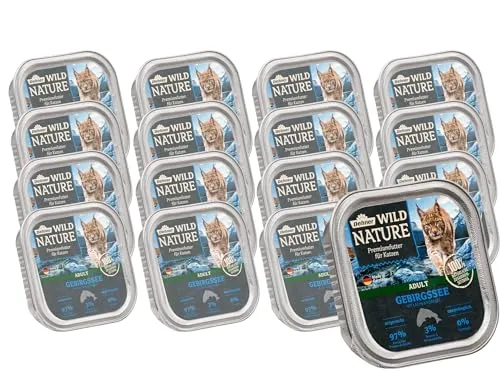 Dehner Wild Nature Katzenfutter Gebirgssee - Beutelfutter für Katzen, getreidefrei und zuckerfrei, mit hohem Fleischanteil und feinen Beeren für eine artgerechte Ernährung.