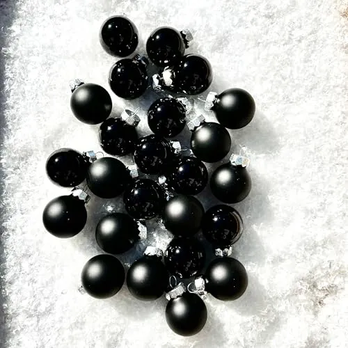 Kleine Baumkugeln aus Glas Ø 2 cm/2,5 cm/3 cm - Christbaumkugeln Baumschmuck Christbaumschmuck Weihnachtsbaumschmuck Weihnachtsbaumkugeln (24 Stück Schwarz-Box/Mix, 2,5 cm)