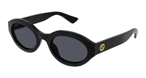 Gucci Sonnenbrille GG1579S 001 - Stilvolle Damenbrille - Sonnenbrille im geometrischen Design mit UV400 Schutz, ideal für modebewusste Damen. Hochwertiger Injected-Rahmen in Schwarz mit grauen Gläsern.