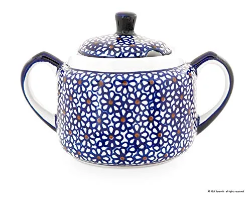 Bunzlauer Zuckerdose, V=0,35 Ltr. B=16,0 cm, H=10,7 cm, Dekor 120