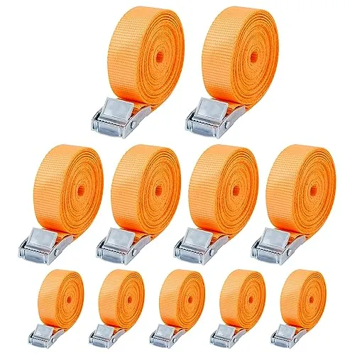 Stück Spanngurt,Zurrgurt,25 mm x 4 m, Spanngurte mit klemmschloss，Für Fahrräder, Trolleys, Gepäck, nach DIN EN 12195-2 (orange Farbe-4M) 10