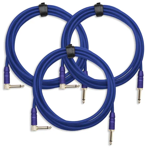 Pronomic Trendline INST-3B Instrumentenkabel 3m blau 3x Set - HiFi-Kabel im 3er Set, professionelles Gitarren- und Instrumentenkabel mit tritfestem Kunststoffmantel und hochwertiger Schirmung für besten Klang.