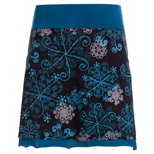 Vishes kurzer Damen-Rock mit Mandalas in schwarz I Größe 2XL (44) I Handgefertigt aus 100% Baumwolle I Rock mit Taschen I Ideal für warme & kalte Monate I Nachhaltige Alternative Bekleidung