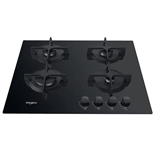 Whirlpool Gaskochfeld 60cm mit 4 Brennern - Kochfeld mit 4 Gusseisen-Brennern für optimale Hitzeverteilung, mechanischer Betrieb und elektronische Einhandzündung für komfortables Kochen.
