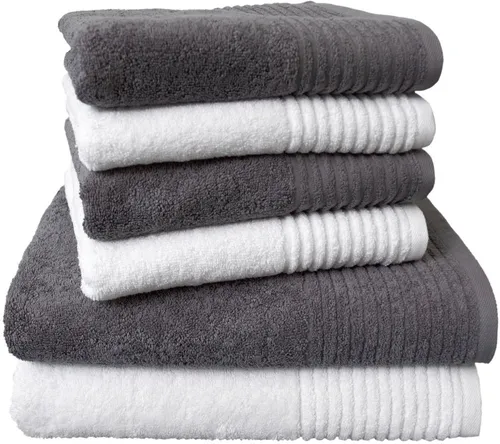 Dyckhoff Handtuch Set Brillant, Walkfrottee (Set, 6-St), mit Streifenbordüre,4 Handtücher (50x100cm), 2 Duschtücher (70x140cm)