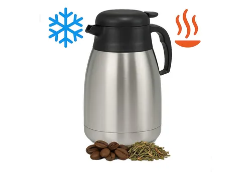 Koopman Isolierkanne Thermoskanne Kaffeekanne Teekanne 1,5L Edelstahl, (1-St), Auslaufsicher, Pflegeleicht, Druckverschluss, bis 6h warm / kalt