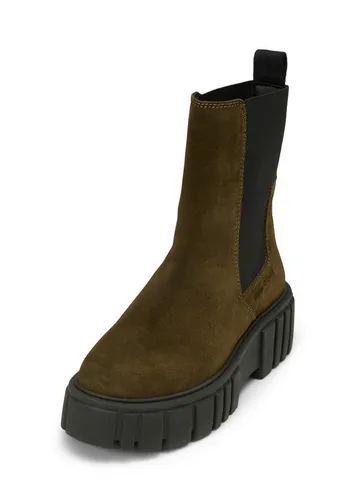 MARC O'POLO Chelsea Boots mit leichter Plateausohle - Damen Gr. 41, schwarz mossy olive - Wanderschuhe mit hohem Schaft und breiten Stretch-Einsätzen für optimalen Komfort. Atmungsaktive Mikrofaser mit Memory Foam sorgt für ein angenehmes Tragegefühl.