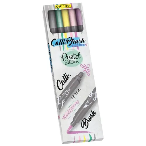 ONLINE Calli.Brush Double Pastel Brush-Pens farbsortiert, 5 St.