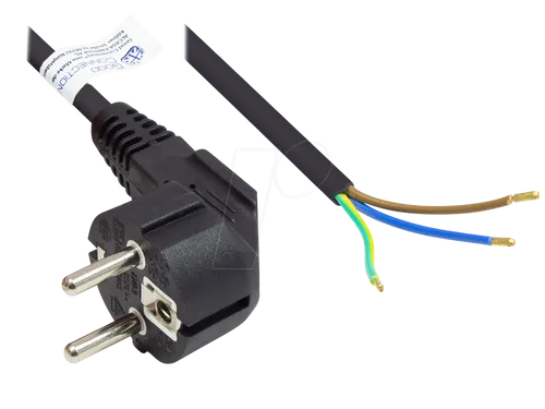 GC P0185-S015 - Netzkabel Typ E+F CEE 7/7 > offene Enden, schwarz, 0,75 mm², 1,5