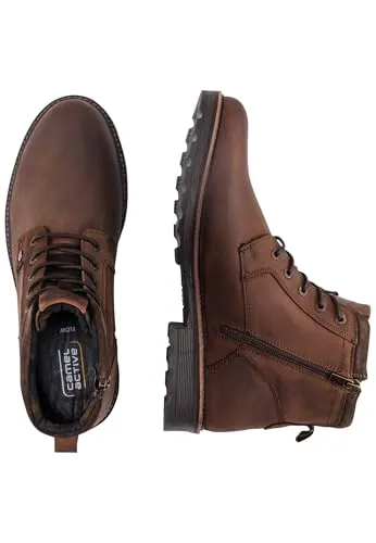 camel active Herren Flow Boot aus echtem Leder Cafe - Herren-Stiefel mit robuster Schnürung für sicheren Halt und atmungsaktivem Textilfutter für ein angenehmes Fußklima – ideal für den Alltag.