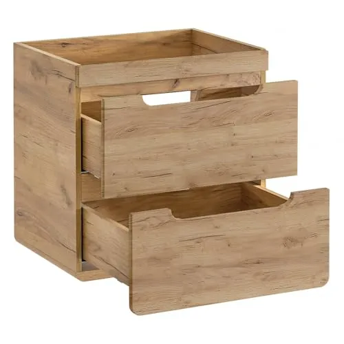 Lomadox Badmöbel Doppel-Waschtisch Set - Waschplätze mit hochwertigem Unterschrank in Wotan Eiche, 2 Keramik-Aufsatzwaschbecken und 4 Softclose-Schubkästen für elegantes Design und praktischen Stauraum.