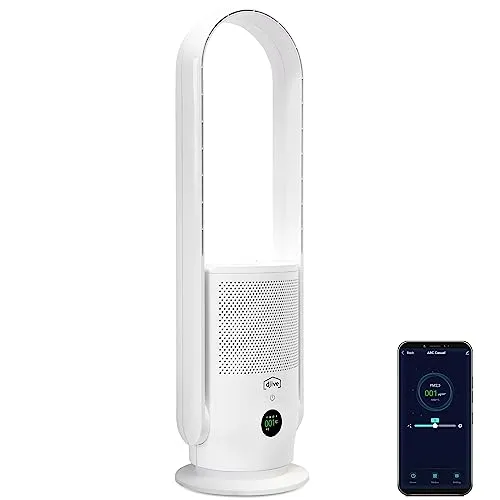 djive Ventilatorkombigerät ARC Casual - Standventilator & Luftreiniger in einem, mit 9 Stufen, Schlafmodus und leiser Betriebslautstärke unter 30 dB – ideal für Allergiker und smarte Steuerung über App oder Sprachassistenten.
