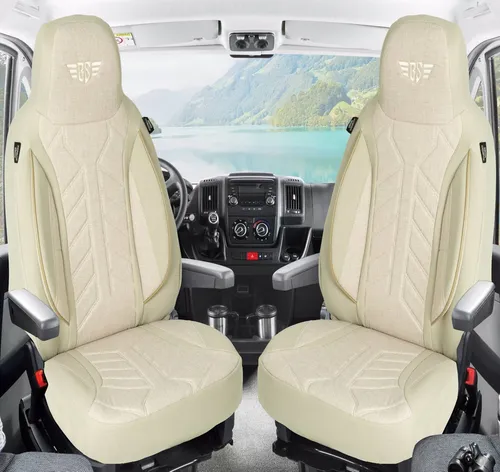 BREMER SITZBEZÜGE für La Marca Ducato Jumper Boxer, 2-tlg. Set in Beige