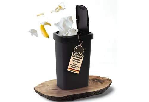 BigDean Mülleimer 50 Liter Schwing & Klappdeckel schwarz Küche