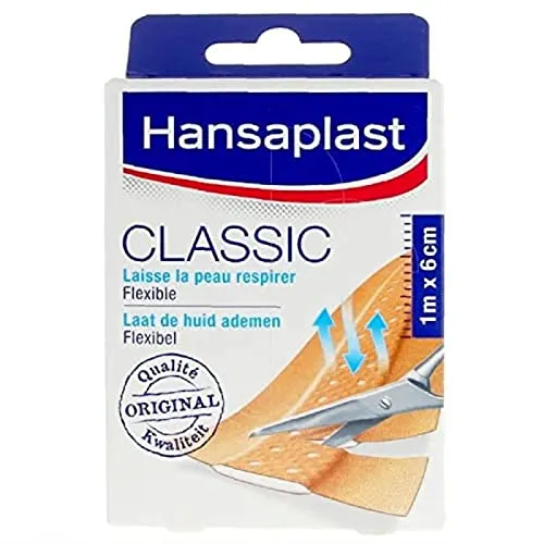 HANSAPLAST Classic 10 Streifen 10 cm x 6 cm, wasser- und staubdicht, selbstklebende Pflaster zum Zuschneiden für die ganze Familie