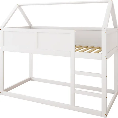 Niedriges Etagen-Kinderbett 90x200 cm aus Massivholz