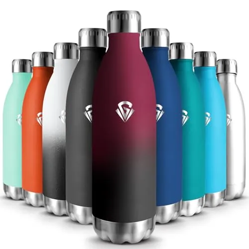 Edelstahl Trinkflasche, 1L Thermosflasche, BPA-Frei, Wasserflasche Sport, Auslaufsicher Wasserflasche, Trinkflasche Kohlensäure Geeignet, Thermoskanne für Gym, Fitness, Fahrrad