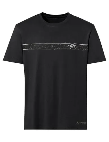 VAUDE Funktionsshirt Fahrradshirt mit Print schwarz M - Fahrradbekleidung, sportliches Funktionsshirt aus 70% Baumwolle und 30% Lyocell, pflegeleicht und ideal für Radsport-Enthusiasten.