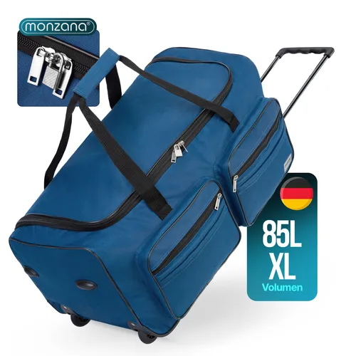 monzana Reisetasche mit Rollen 85L Trolley - Marineblau - Große XL Gepäcktasche mit 85 Litern Volumen, ideal für Wochenendausflüge oder Geschäftsreisen. Flexibel als Handgepäck dank der praktischen Trolley-Funktion.