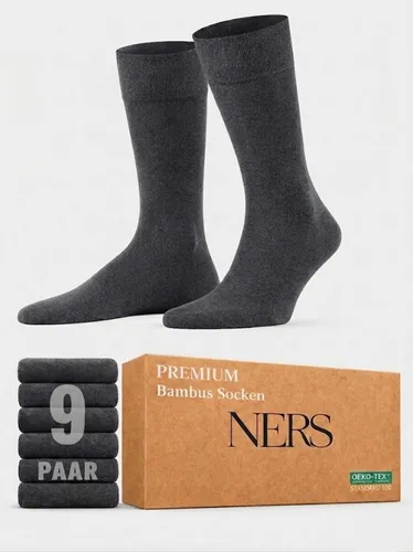 NERS Basicsocken 6 Paar Socken aus Bambus Damen & Herren, ohne Naht, Komfortbund (9-Paar) Premium Bambussocken Atmungsaktiv, & Weich, Geschenkbox