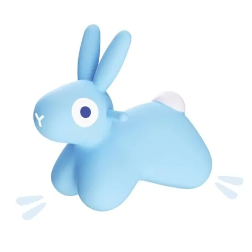 Quut Hoppi Bunny Hüpftier ab 18 Monaten – Aufblasbares Reittier für Kinder, Inkl. Pumpe – Hüpfspielzeug für Drinnen & Draußen – BPA-frei, bis 45 kg belastbar, Hellblau