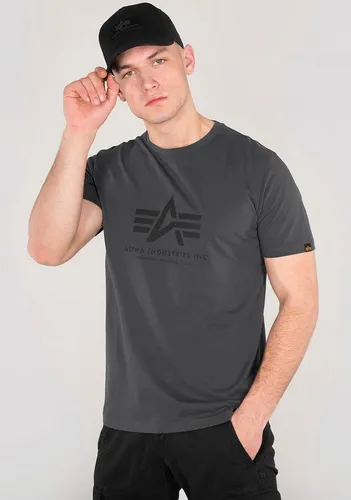 Alpha Industries Basic T-Shirt BL, Gr. XL, greyblack/black - T-Shirt für Lifestyle mit Regular Fit, aus 100% Baumwolle für hohen Komfort und Bewegungsfreiheit. Zeitloses Design mit Siebdruck-Logo und robusten Details.