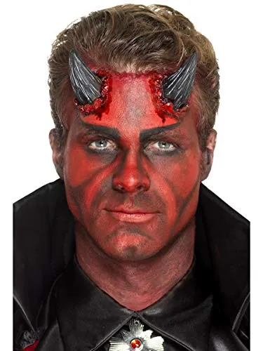 Smiffys Realistische Latex-Teufelshörner, Schwarz, mit Klebemittel Halloween
