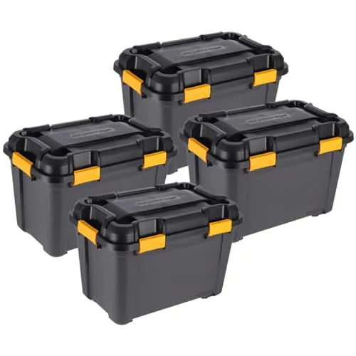 Kreher® Bunker Tough Aufbewahrungsbox 55L - Robuste und wasserdichte Lösung für Werkzeug & Camping - Die Bunker Tough Aufbewahrungsbox mit 55L Volumen ist IP67-zertifiziert, schlagfest und ideal für die sichere Lagerung von Werkzeug, Campingzubehör und mehr. Außenmaße: 58 x 38 x 40,8 cm – perfekt für Ordnung im Haushalt und Garten.