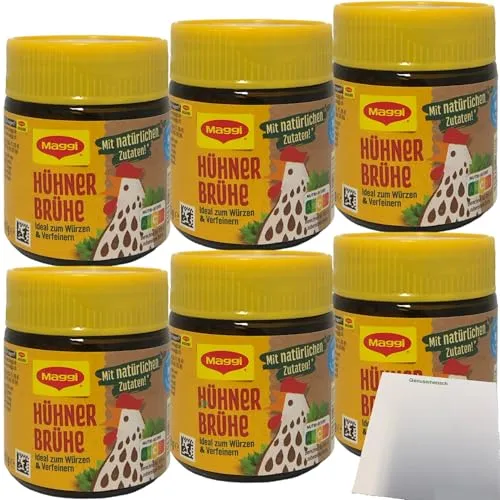 usy Bundle für Maggi Instant Hühner-Brühe zum Würzen und verfeinern 6er Pack (6x92g Glas) + usy Block
