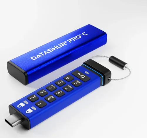 iStorage datAshur PRO+ C - USB-Flash-Laufwerk mit FIPS 140-3 - USB-Stick mit 256 GB, bietet höchste Sicherheit durch hardwarebasierte Verschlüsselung und FIPS 140-3 Level 3, ideal für sensible Daten.