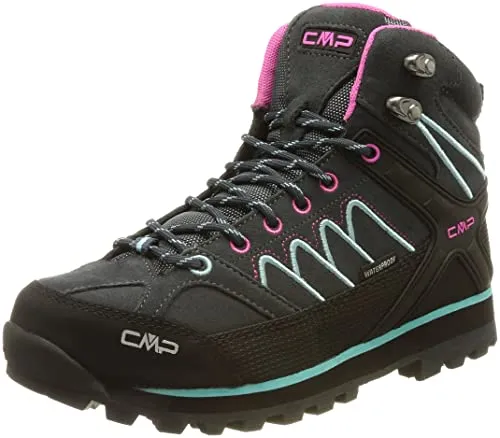 CMP Moon Mid WMN Trekking Shoe WP antracite-acqua - Damen Wanderschuhe - Wasserdichte Damen Wanderschuhe mit ClimaProtect-Beschichtung und Vibram-Sohle für optimalen Grip. Ideal für Outdoor-Abenteuer, Klettern und Trekkingtouren.