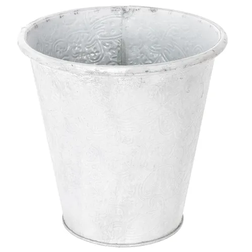 Metallpflanztopf Weiß mit Ornamenten - Dekotopf Shabby Chic Ø18,5cm H18cm