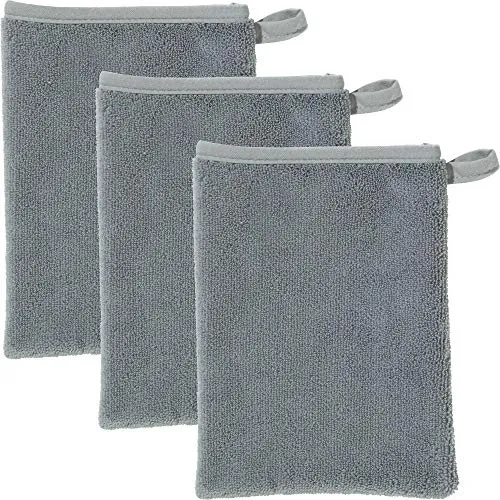 Produktbild Erwin Müller Microfaser Abschminkhandschuhe grau Größe 15x21 cm, Make-up Entferner, Gesichtsreinigung 3er-Pack