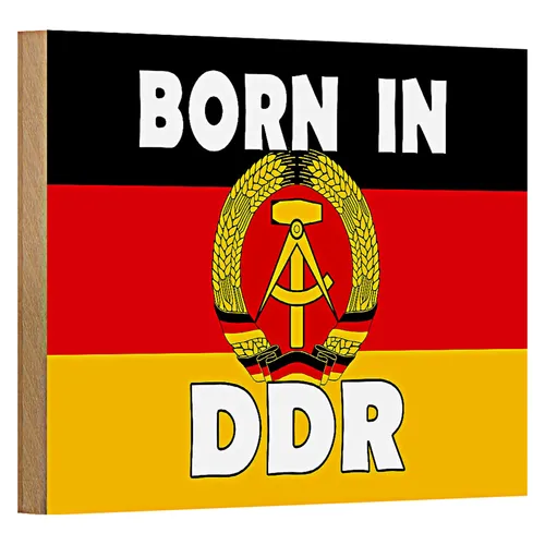 Holzschild Nostalgie 18x12cm Born in DDR Fahne
