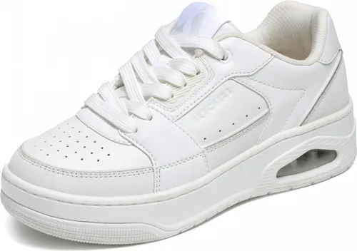 Skechers Damen UNO Court Sneaker - Weiß, 36 EU - Damen-Sneaker mit hochwertigem Leder-Obermaterial, bequemem Synthetik-Innenfutter und rutschfester Gummisohle für optimalen Tragekomfort.