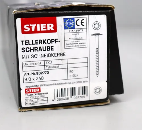 STIER 50 Stück Tellerkopfschraube 8,0x240,TX17 902770 NEU von STIER