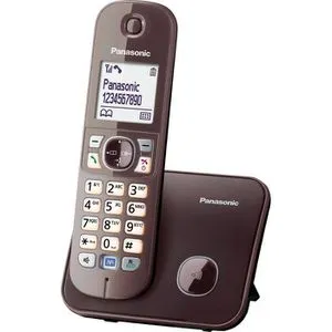 Panasonic KX-TG6811GA - Strahlungsarmes DECT Schnurlostelefon, Eco-Modus für 90% weniger Signalstärke, modernes mocca-braun mit Anrufsperre und Freisprechfunktion