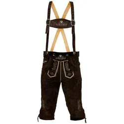 STEIGENHÖFER Knielange Trachten Lederhose für Herren - Trachtenlederhose aus echtem Premium Veloursleder, handgemacht mit einzigartiger Stickerei, ideal für Oktoberfest und Festlichkeiten.