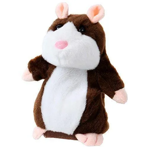 TE-Trend Nachsprechender Plüsch Laberhamster Labertiere Hamster Sprachaufnahme Wiedergabefunktion 3 Farben, Plüsch Motiv:Hamster braun