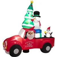 Weihnachtsdeko Aufblasbar Weihnachtsmann im Auto von Costway
