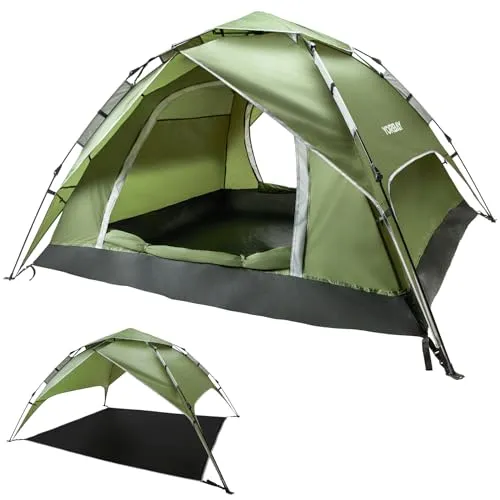 Yorbay Campingzelt Pop Up für 4 Personen - Geräumiges Doppelwand-Zelt mit schnellem Aufbau, wasserdichtem Material (3000 mm) und UV-Schutz (UPF 50+). Ideal für Familie, Trekking und Outdoor-Aktivitäten.