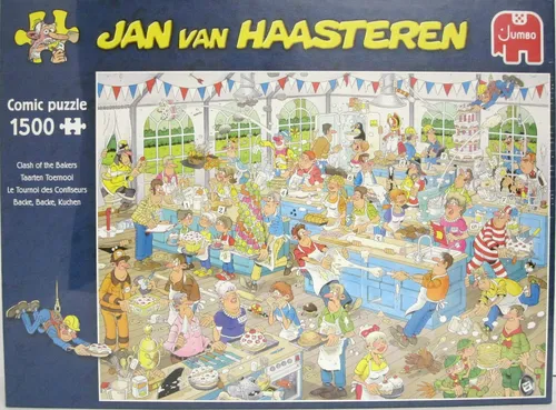 Jumbo 19077 Jan van Haasteren 1500 Teile Puzzle - Backe Backe Kuchen - 1500 Teile Puzzle aus Pappe, lustiges Comic-Motiv von Jan van Haasteren, ideal für Puzzle-Fans und Familienaktivitäten.