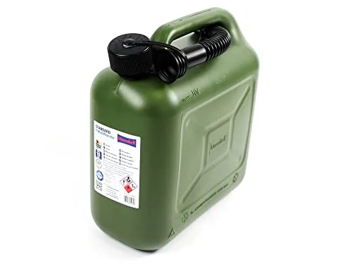 X-Parts Benzinkanister 10L Kraftstoff Kanister UN-Zulassung Kinder-Sicherheitsverschluss Inkl. Ausgießer Diesel Benzin ÖL E10 + E85 geeignet