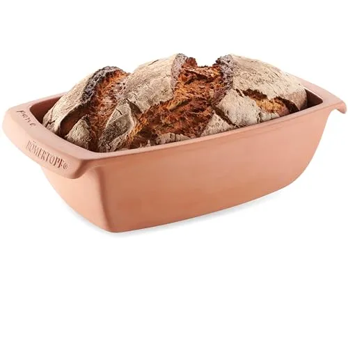 Römertopf Brotbackform MAXI aus Keramik, Kastenform für bis zu 1,5 kg Backgut, ca. 31,5 x 16 x 9,5 cm, 2,6 Liter, Brottopf zum Backen von Brot und Kuchen, glasierte Form, spülmaschinengeeignet